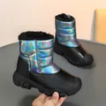 Botas de nieve para niños con forro de piel sintética cálida y suelas de goma antideslizantes. - 28 / Negro Deslumbrante