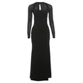 Elegante abito lungo nero aderente con maniche a rete e sexy dettaglio collo scavato - Taglia M / Vestiti / Nero