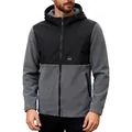 Men's color-block polar fleece hoodie with black and grey zipper cardigan style - S / Tops / Gray