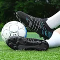 Professional high-top soccer shoes for men with long studs for outdoor grass training. - 38 / Blue Black Long Studs