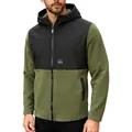 Men's two-tone fleece zip-up hoodie in olive green and black color block style jacket - S / Tops / Army Green