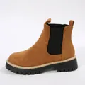 Bruine Chelsea Martin boots van imitatie suède met dikke zwarte profielzool dames - 36 / Bruin