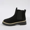 Elegante klassieke zwarte suède Chelsea boots voor dames met een platformzool - 36 / Zwart