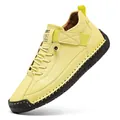 Stylish yellow mid-top outdoor casual work boots for men and women with rubber sole - Yellow