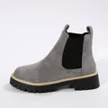 Grijze suède Chelsea boots voor dames met ronde neus en dikke zwarte zool voor vrije tijd - 36 / Grijs