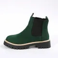 Stijlvolle donkergroene suède Chelsea boots voor dames met dikke zwarte profielzolen - 36 / Groen