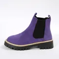 Botines Chelsea morados de ante para mujer con suela de goma gruesa y elástico. - Púrpura
