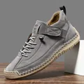 Men's grey mid-top Martin boots with stitched details and outdoor casual design - 38 / Grey (C9888)