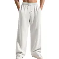 Dettaglio dei pantaloni sportivi bianchi a costine da uomo con vestibilità comoda. - Taglia S / Pantaloni e gonne / Bianco