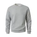 Sweat-shirt matelassé gris à col rond, manches longues et détails en maille côtelée. - S / Hauts / Gris