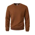 Sweat-shirt marron décontracté pour homme avec col rond et texture gaufrée matelassée - S / Hauts / Brun Foncé