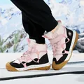 Warme rosa und schwarze Kinder Schneestiefel mit dickem Fleecefutter für den Winter - Schwarz-Rosa Verlauf