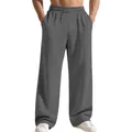Dettaglio dei pantaloni sportivi grigi a coste a gamba dritta con coulisse in vita - Grigio scuro