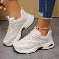 Stylish 2025 new cream white chunky dad sneakers for men and women casual sport shoes - 36 / White
