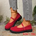 Red suede Mary Jane shoes with round toe and 3cm low heel variant - 35 / Red