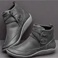 Stivaletti casual da donna in pelle grigia con design unico dei lacci per l'inverno - 35 / Grigio scuro