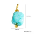 Pendentif en pierre naturelle bleu clair avec pièces en acier doré et dimensions: 13,3x5,8 mm - Pierre Texturée Bleu Clair (YTP2411107-33)