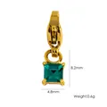 Pendentif en acier inoxydable doré avec cristal vert carré, taille 8,2mm, 0,6g. - Zircon Vert avec Fermoir Mousqueton (YTP2411132-LBL)