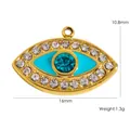Pendentif œil porte-bonheur doré avec émail turquoise et pierres bleues. - Bloc de Couleur Mauvais Œil (YTP2410501-BL)
