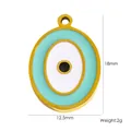 Pendentif œil bleu en acier inoxydable pour création de bijoux DIY 18mm x 12,5mm - Mauvais Œil Ovale en Émail (YTP2411192)