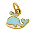Pendentif baleine bleue en émail pour la fabrication de bijoux en acier inoxydable doré - Baleine Bleu Clair de Dessin Animé (YTP2411082-BL)