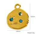 Pendentif en acier inoxydable doré avec pierres bleu-vert pour création de bijoux - Sertissage Étoile Irrégulier (YTP2411125-BL)