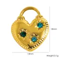 Pendentif en acier inoxydable en forme de cœur doré avec pierres bleues étoilées - Cœur à Trois Étoiles Pierre Bleue (YTP7160-LBL)