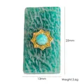 Pendentif rectangulaire en pierre bleue avec soleil doré, 25 x 13 mm pour création bijoux - Étoile Solaire Rectangulaire (YTP2408111-AS)