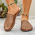 Ciabatte estive da donna in rete marrone traforata stile boho chic per le vacanze - 36 / Marrone scuro