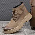 Bottes de travail en daim marron pour hommes avec semelle crantée épaisse - 38 / Ballerines / Kaki