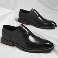 Elegant black men's Derby dress shoes for professional business and wedding events - 37 / Height-Increasing Black (1.2cm Pad)