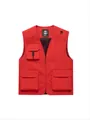 Red outdoor casual utility vest for men with multiple functional pockets and V-neck design - S / Tops / Red