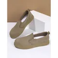 Elegantes mocasines de mujer con suela gruesa en ante sintético color caqui para el otoño - 36 / Caqui