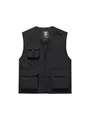 Premium black outdoor utility fishing vest with multiple pockets and a classic V-neck cut - S / Tops / Black