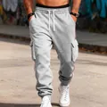 Graue Herren-Cargohose mit schwerem Fleecefutter und modischen Streifen-Details - S / Unterteile / Hellgrau