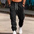 Schwere Herren Fleece-Cargo-Jogginghose in Schwarz mit Retro-Seitenstreifen und lockerer Passform - S / Unterteile / Schwarz