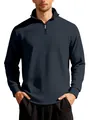 Felpa da uomo blu navy a nido d'ape con mezza cerniera e collo alto stile casual chic - Blu navy