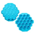 Vista dettagliata dello stampo per ghiaccio in silicone blu a 19 celle a nido d'ape - Stile a nido d'ape a 19 griglie / Blu lago