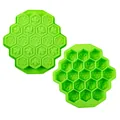 Vista anteriore e posteriore dello stampo per ghiaccio in silicone a nido d'ape verde 19 fori - Stile a nido d'ape a 19 griglie / Verde