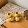 Cozy yellow fleece baby shoes with cute chick design on lace runner - 13 / Chicken