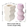 Detail view of a Nordic striped column silicone candle mold with dimensions and weight. - Three Layer Table Lamp Ribbed (ZHF10620)