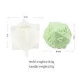 Detailed product specification view showing dimensions and weight of the d20 dice candle mold - Icosahedron Dice Style (D20)
