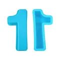 Macro view of a blue 4-inch silicone number 1 mold for cakes and resin crafts. - Number 1 / Blue