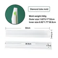 Detailed dimensions of diamond tube silicone mold for DIY soap and cake making. - Silicone Diamond Mousse Tube Mold / White