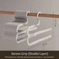 Space-saving grey Z-shaped pants hanger with double-tier non-slip design - Double Layer / Single Item / Quiet Grey