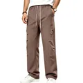 Dettaglio dei pantaloni larghi da uomo marroni in cotone pesante con cuciture curve - Taglia S / Pantaloni e gonne / Marrone scuro