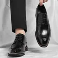 Chaussures Derby classiques en cuir noir pour hommes pour les affaires et mariages - 37 / Noir (Augmentation de Taille)