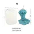 Professional David bust silicone candle mold showing dimensions and weight details - M