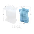 Detail showing 3D male torso silicone mold and candle dimensions for DIY project - Middle-aged Man Candle Mold / White