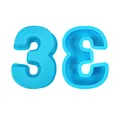 Close-up of number 3 silicone mold showing front view and interior cavity texture - Number 3 / Blue